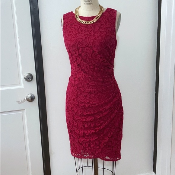 Adrianna Papell Dresses & Skirts - Adrianna Papell Magenta Lace Sheath Dress